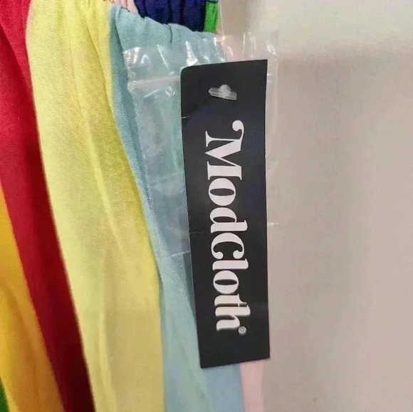 ModCloth Basically Breezy Sundress Womens Sz Small Rainbow Stripe Sleeveless NWT - Picture 4 of 5